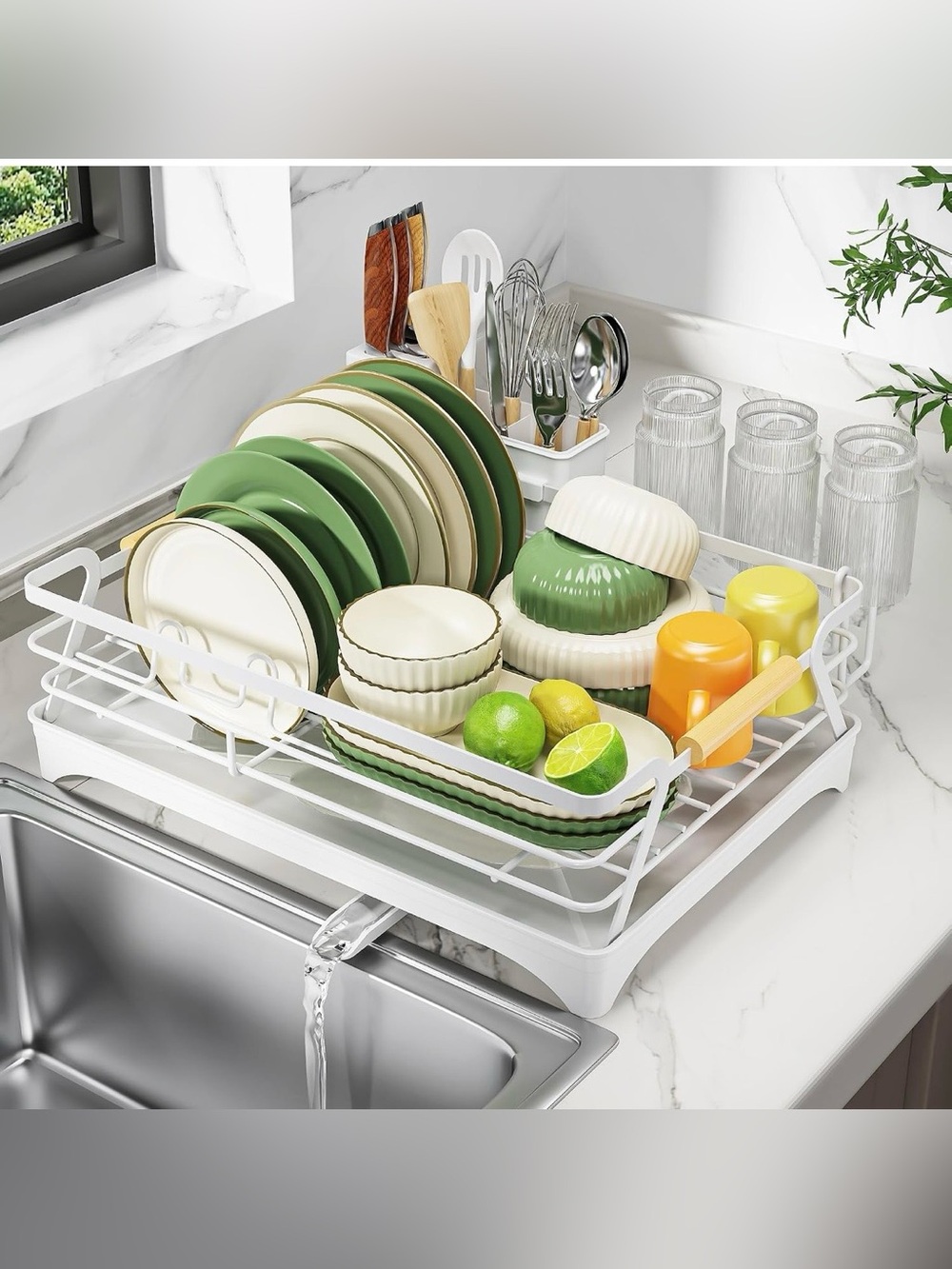 Epicano Dish Drying Rack for Kitchen Counter,Large Capacity,White